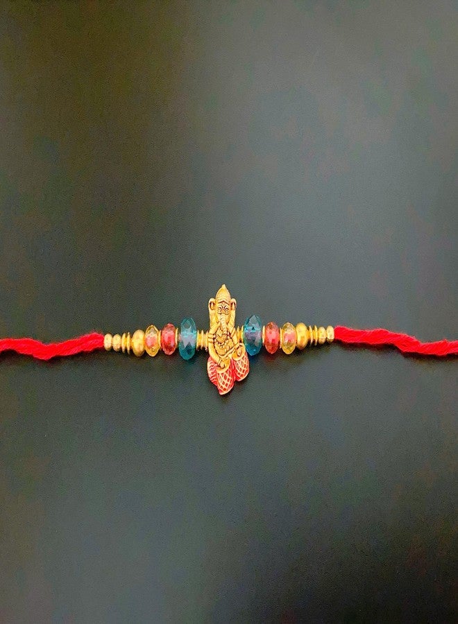 Sesonby Bhai Bhabhi Rakhi With Ganesh Moli Thread Rakhi Roli Chawal Dholak For Brother kids boys and girls - Image 3